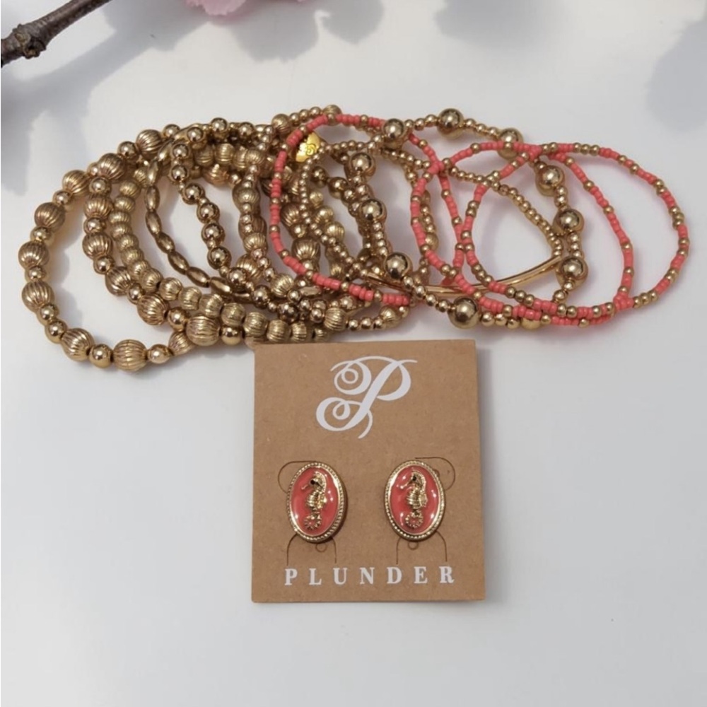 Plunder Gold Seahorse Stud Earrings
With Bracelets (NIP)